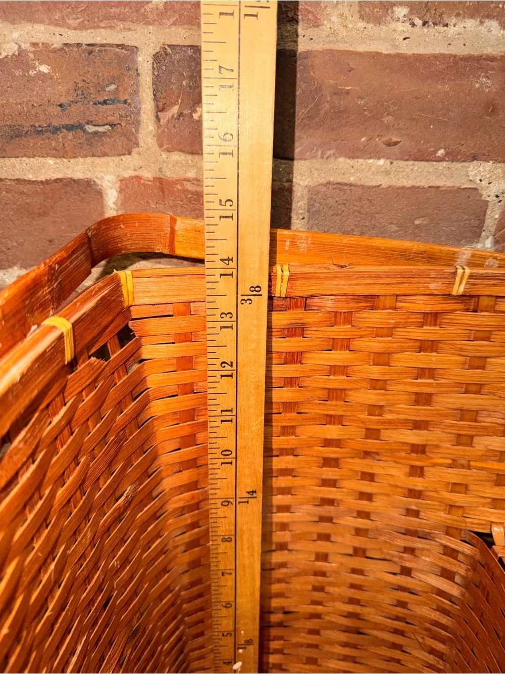 Woven Orange Corner Storage Basket with Handle